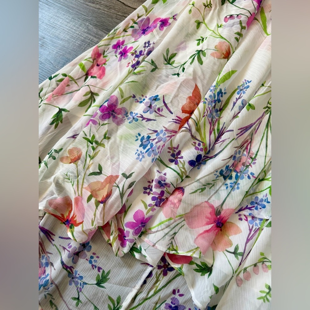 NWT! Calvin Klein Floral Print High-Low Dress 18W Spring White Wildflower Easter - Picture 5 of 7